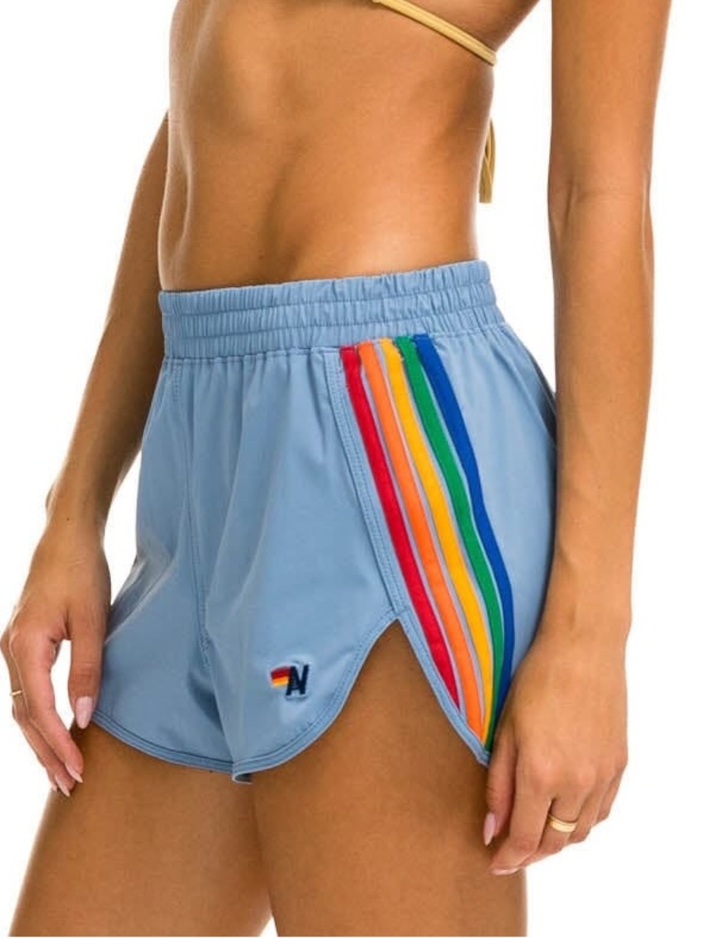 Aviator Nation Women’s 5 Stripe Flex Board Shorts Islanda Rainbow Large $168